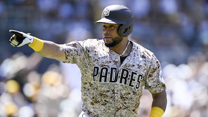 San Diego Padres catcher Elias Diaz (17) celebrates San Diego Padres catcher Elias Diaz (17) celebrates