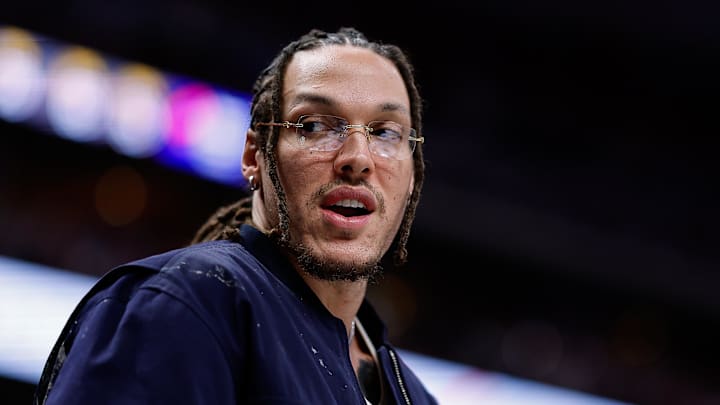 Jan 30, 2026; Denver, Colorado, USA; Denver Nuggets forward Aaron Gordon (32) in the fourth quarter against the Los Angeles Clippers at Ball Arena. Mandatory Credit: Isaiah J. Downing-Imagn Images