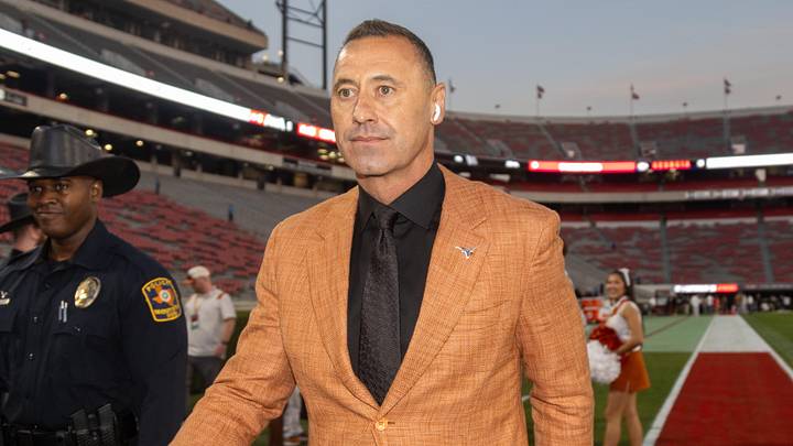 Texas Longhorns head coach Steve Sarkisian walks into Sanford Stadium before a game against the Georgia Bulldogs. Texas Longhorns head coach Steve Sarkisian walks into Sanford Stadium before a game against the Georgia Bulldogs.