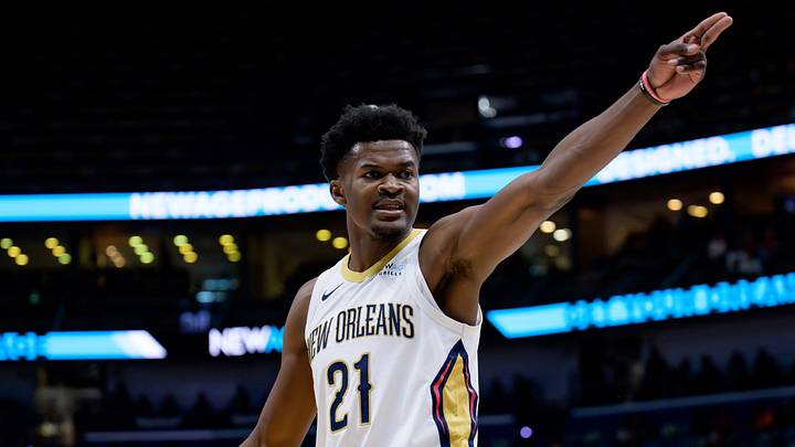 Oct 7, 2024; New Orleans, Louisiana, USA; New Orleans Pelicans center Yves Missi (21) reacts against the Orlando Magic at Smoothie King Center. Mandatory Credit: Matthew Hinton-Imagn Images Oct 7, 2024; New Orleans, Louisiana, USA; New Orleans Pelicans center Yves Missi (21) reacts against the Orlando Magic at Smoothie King Center. Mandatory Credit: Matthew Hinton-Imagn Images