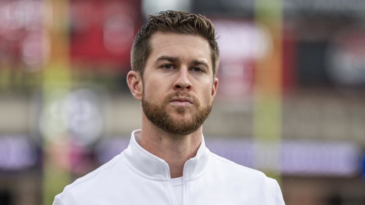 Indiana quarterbacks/co-offensive coordinator Chandler Whitmer walks the field Indiana quarterbacks/co-offensive coordinator Chandler Whitmer walks the field