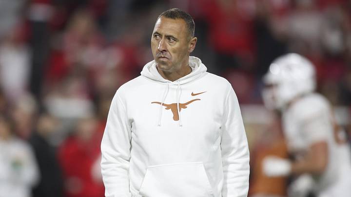 Texas Longhorns head coach Steve Sarkisian looks on prior to a game against the Georgia Bulldogs at Sanford Stadium. 