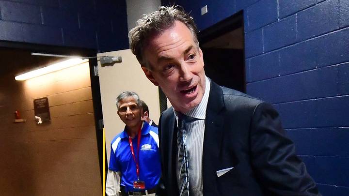 Apr 7, 2018; Denver, CO, USA; Colorado Avalanche general manager Joe Sakic following the win over the St. Louis Bluesat the Pepsi Center. Mandatory Credit: Ron Chenoy-USA TODAY Sports Apr 7, 2018; Denver, CO, USA; Colorado Avalanche general manager Joe Sakic following the win over the St. Louis Bluesat the Pepsi Center. Mandatory Credit: Ron Chenoy-USA TODAY Sports