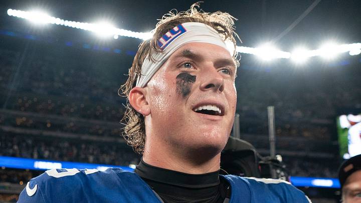 New York Giants quarterback Jaxson Dart (6) walks off the field following a 28-20 victory during a week one opening game between the New York Giants and Dallas Cowboys at Metlife Stadium on Sunday, Sept. 13, 2026, in East Rutherford, NJ. New York Giants quarterback Jaxson Dart (6) walks off the field following a 28-20 victory during a week one opening game between the New York Giants and Dallas Cowboys at Metlife Stadium on Sunday, Sept. 13, 2026, in East Rutherford, NJ.