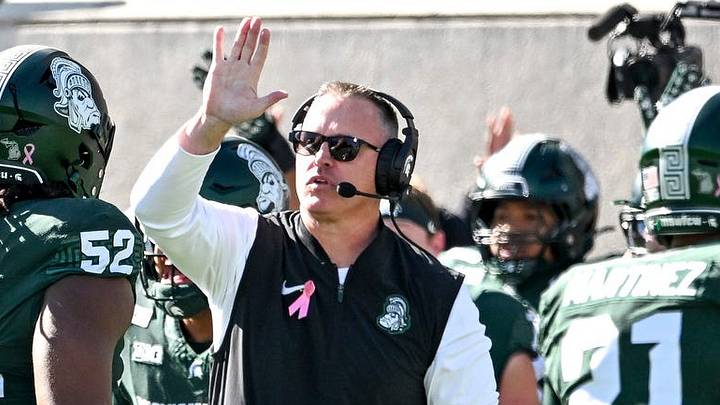 Michigan State’s head coach Pat Fitzgerald high five players after MSU blocked a Northwestern field goal during the second quarter on Saturday, Oct. 17, 2026, at Spartan Stadium in East Lansing. Michigan State’s head coach Pat Fitzgerald high five players after MSU blocked a Northwestern field goal during the second quarter on Saturday, Oct. 17, 2026, at Spartan Stadium in East Lansing.