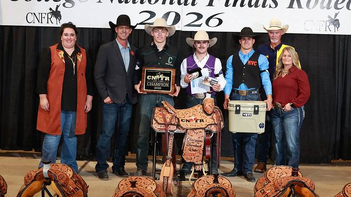Bareback rider Kooper Heimburg, Carson Hildre and Daxtyn Feild finished in a three-way tie for the bareback riding championship at the CNFR. 