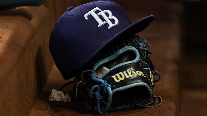 Sep 3, 2026; Arlington, Texas, USA; Tampa Bay Rays hat and glove before the game against the Texas Rangers at Globe Life Field. Mandatory Credit: Kevin Jairaj-Imagn Images Sep 3, 2026; Arlington, Texas, USA; Tampa Bay Rays hat and glove before the game against the Texas Rangers at Globe Life Field. Mandatory Credit: Kevin Jairaj-Imagn Images