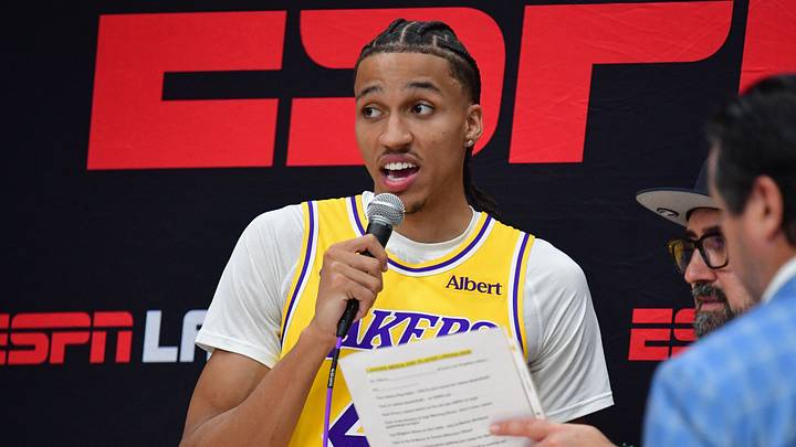 Sep 28, 2026; El Segundo, CA, USA; Los Angeles Lakers player Cameron Carr (43) during media day at UCLA Health Training Center. Mandatory Credit: Gary A. Vasquez-Imagn Images Sep 28, 2026; El Segundo, CA, USA; Los Angeles Lakers player Cameron Carr (43) during media day at UCLA Health Training Center. Mandatory Credit: Gary A. Vasquez-Imagn Images
