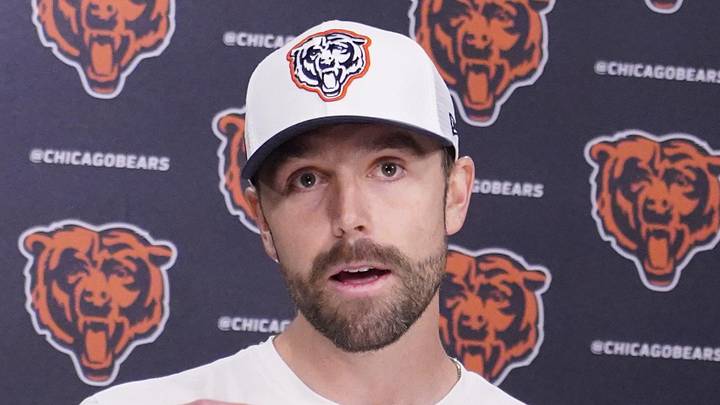 Former Chicago Bears offensive coordinator Declan Doyle answers questions after rookie minicamp. Former Chicago Bears offensive coordinator Declan Doyle answers questions after rookie minicamp.