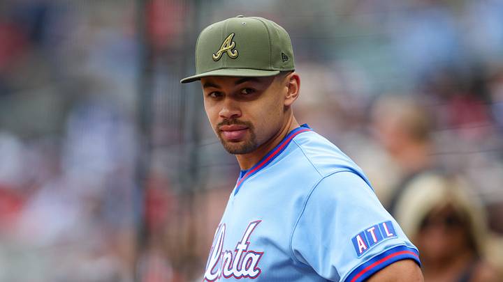 May 16, 2026; Atlanta, Georgia, USA; Atlanta Braves designated hitter Drake Baldwin (30) on the field before a game against the Boston Red Sox at Truist Park. Mandatory Credit: Brett Davis-Imagn Images