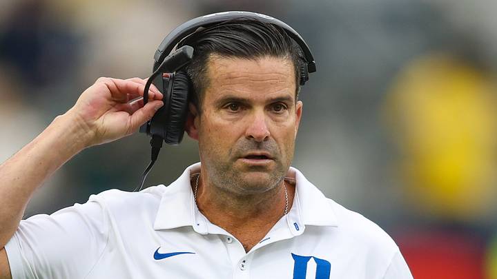 Oct 10, 2026; Atlanta, Georgia, USA; Duke Blue Devils head coach Manny Diaz talks to a referee against the Georgia Tech Yellow Jackets in the second quarter at Bobby Dodd Stadium at Hyundai Field. Mandatory Credit: Brett Davis-Imagn Images Oct 10, 2026; Atlanta, Georgia, USA; Duke Blue Devils head coach Manny Diaz talks to a referee against the Georgia Tech Yellow Jackets in the second quarter at Bobby Dodd Stadium at Hyundai Field. Mandatory Credit: Brett Davis-Imagn Images