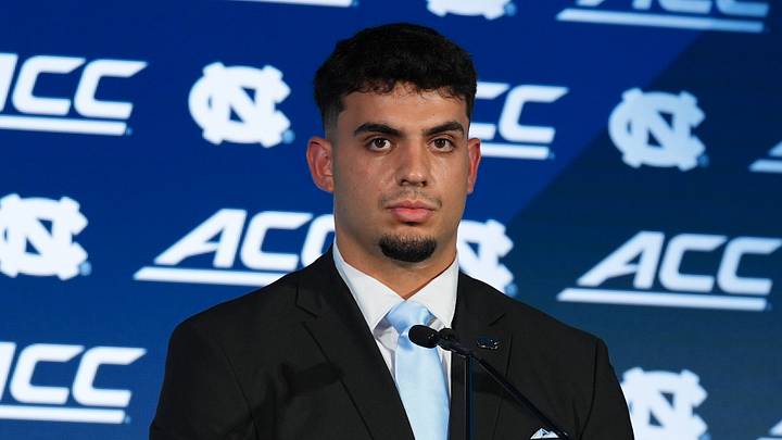Jul 17, 2026; Charlotte, NC, USA; North Carolina defensive lineman Melkart Abou Jaoude talks with the media during interviews at Hilton Charlotte Uptown. Mandatory Credit: Jim Dedmon-Imagn Images Jul 17, 2026; Charlotte, NC, USA; North Carolina defensive lineman Melkart Abou Jaoude talks with the media during interviews at Hilton Charlotte Uptown. Mandatory Credit: Jim Dedmon-Imagn Images