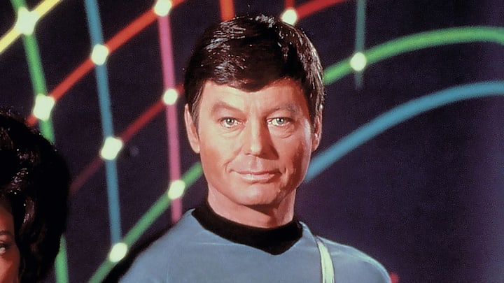DeForest Kelley as Dr. Leonard "Bones" McCoy in Star Trek: The Original Series.