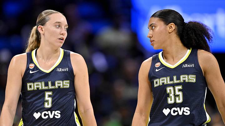 Dallas Wings guard Paige Bueckers (5) and guard Azzi Fudd (35) Dallas Wings guard Paige Bueckers (5) and guard Azzi Fudd (35)