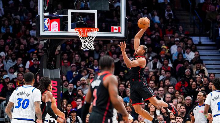 October 30, 2026; Toronto, Ontario, CAN; Toronto Raptors Scottie Barnes (4) goes to the basket against the Orlando Magic during the first half at in their Emirates Cup game at Scotiabank Arena. Mandatory Credit: Kevin Sousa-Kevin Sousa-Imagn Images October 30, 2026; Toronto, Ontario, CAN; Toronto Raptors Scottie Barnes (4) goes to the basket against the Orlando Magic during the first half at in their Emirates Cup game at Scotiabank Arena. Mandatory Credit: Kevin Sousa-Kevin Sousa-Imagn Images
