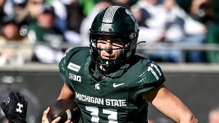Michigan State’s Alessio Milivojevic, right, runs for a gain against Northwestern during the second quarter on Saturday, Oct. 17, 2026, at Spartan Stadium in East Lansing. Michigan State’s Alessio Milivojevic, right, runs for a gain against Northwestern during the second quarter on Saturday, Oct. 17, 2026, at Spartan Stadium in East Lansing.