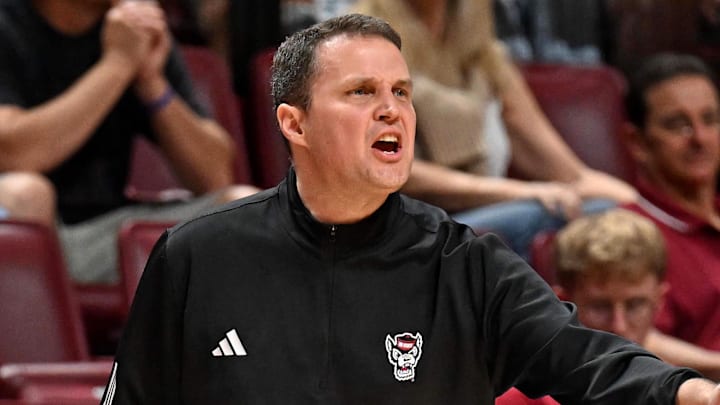 Jan 10, 2026; Tallahassee, Florida, USA; North Carolina State Wolfpack head coach Will Wade during the second half against the Florida State Seminoles at Donald L. Tucker Center. Mandatory Credit: Melina Myers-Imagn Images