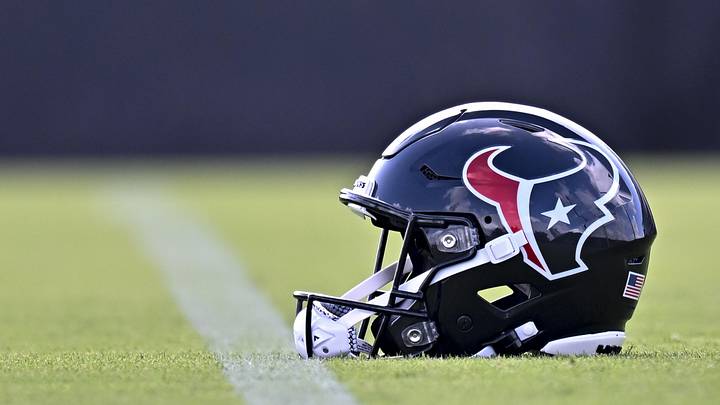 Jun 10, 2026; Houston, Texas, USA; A detail view of a Houston Texans helmet on the field during the team’s minicamp at Houston Methodist Training Center. Mandatory Credit: Maria Lysaker-Imagn Images Jun 10, 2026; Houston, Texas, USA; A detail view of a Houston Texans helmet on the field during the team’s minicamp at Houston Methodist Training Center. Mandatory Credit: Maria Lysaker-Imagn Images