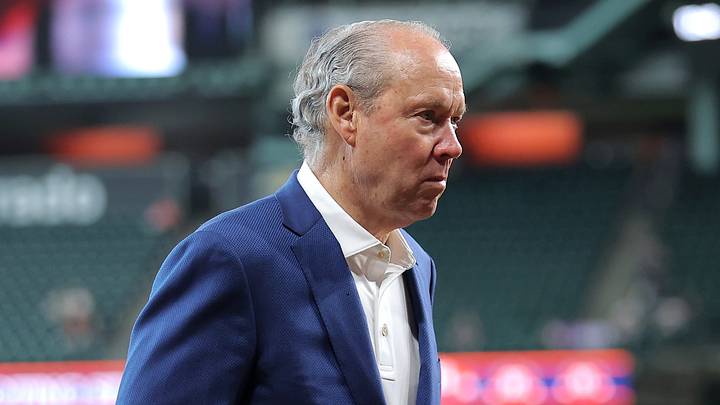 Apr 1, 2026; Houston, Texas, USA; Houston Astros owner Jim Crane prior to the game against the Boston Red Sox at Daikin Park. Mandatory Credit: Erik Williams-Imagn Images