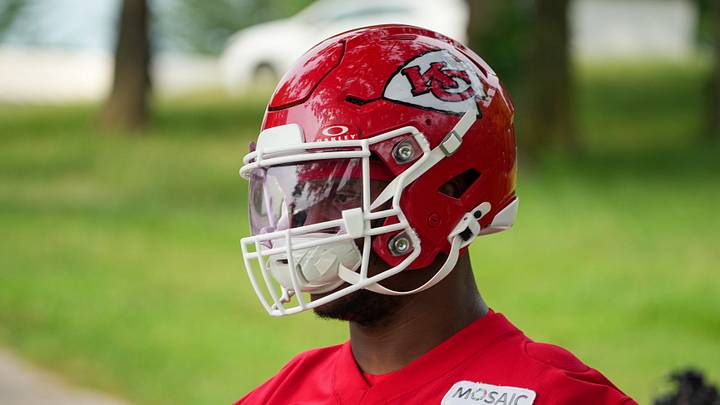 Jul 29, 2026; St. Joseph, MO, USA; Kansas City Chiefs   running back Kenneth Walker (9) walks down the hill to the practice fields during training camp at Missouri Western State University. Mandatory Credit: Denny Medley-Imagn Images
