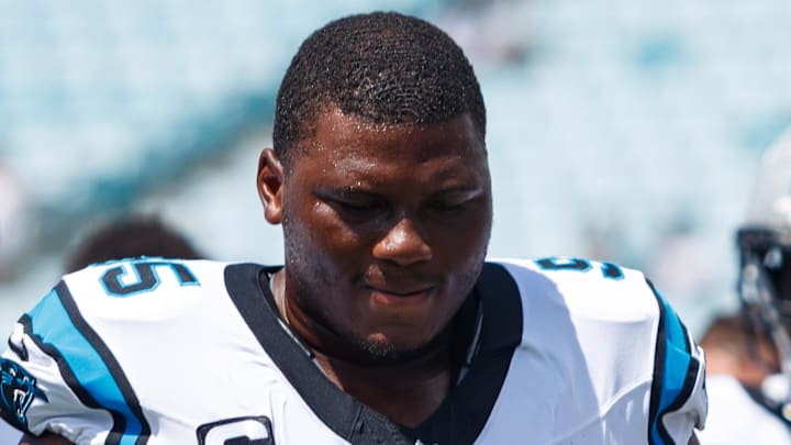 Carolina Panthers defensive lineman Derrick Brown Carolina Panthers defensive lineman Derrick Brown