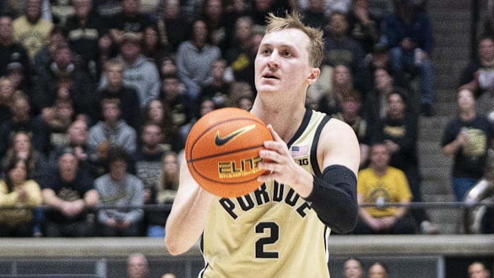Purdue Boilermakers guard Fletcher Loyer (2) shoots a three-pointer 