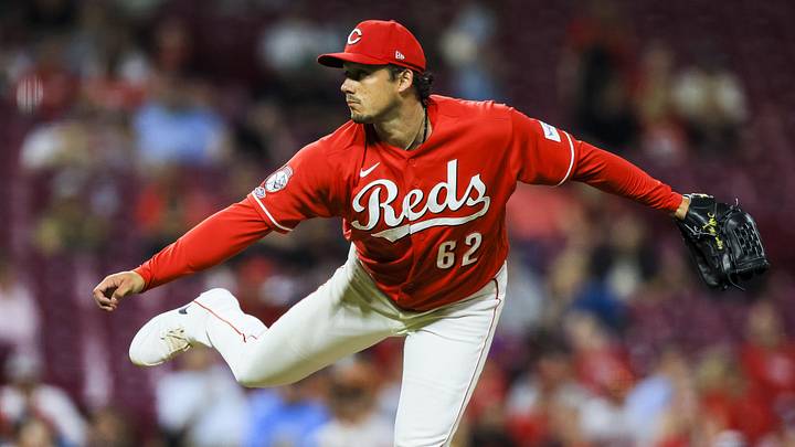 Cincinnati Reds relief pitcher Zach McCambley (62) pitches