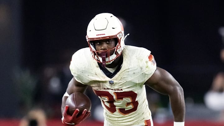 Sep 25, 2025; Glendale, Arizona, USA; Arizona Cardinals running back Trey Benson (33) against the Seattle Seahawks at State Farm Stadium. Mandatory Credit: Mark J. Rebilas-Imagn Images Sep 25, 2025; Glendale, Arizona, USA; Arizona Cardinals running back Trey Benson (33) against the Seattle Seahawks at State Farm Stadium. Mandatory Credit: Mark J. Rebilas-Imagn Images