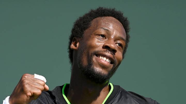 Gael Monfils smiles after a match