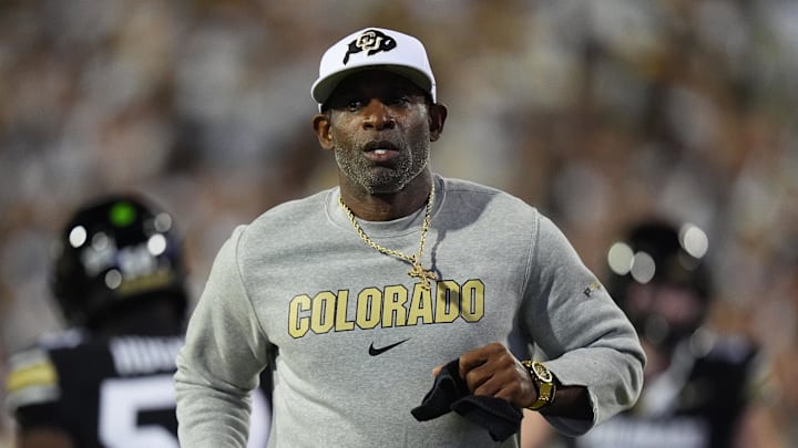 Sep 20, 2025; Boulder, Colorado, USA; Colorado Buffaloes head coach Deion Sanders before the game against the Wyoming Cowboys at Folsom Field. Mandatory Credit: Ron Chenoy-Imagn Images Sep 20, 2025; Boulder, Colorado, USA; Colorado Buffaloes head coach Deion Sanders before the game against the Wyoming Cowboys at Folsom Field. Mandatory Credit: Ron Chenoy-Imagn Images