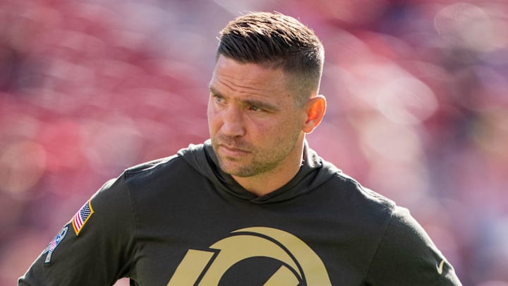 November 9, 2025; Santa Clara, California, USA; Los Angeles Rams defensive coordinator Chris Shula before the game against the San Francisco 49ers at Levi's Stadium.  