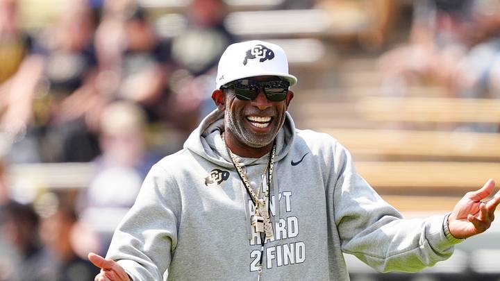 Colorado Buffaloes head coach Deion Sanders before the game against the Delaware Fighting Blue Hens at Folsom Field. Colorado Buffaloes head coach Deion Sanders before the game against the Delaware Fighting Blue Hens at Folsom Field.