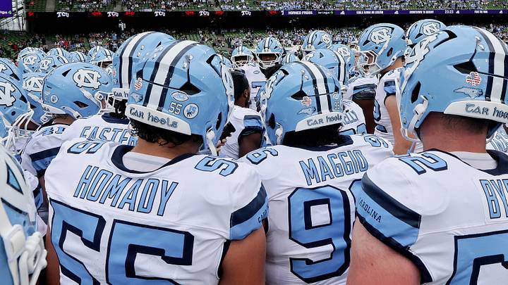 Aug 29, 2026; Dublin, Co. Dublin, IRL; North Carolina Tar Heels huddle after the warm-up before the game against the TCU Horned Frogs at Aviva Stadium. Mandatory Credit: Laszlo Geczo-Imagn Images Aug 29, 2026; Dublin, Co. Dublin, IRL; North Carolina Tar Heels huddle after the warm-up before the game against the TCU Horned Frogs at Aviva Stadium. Mandatory Credit: Laszlo Geczo-Imagn Images