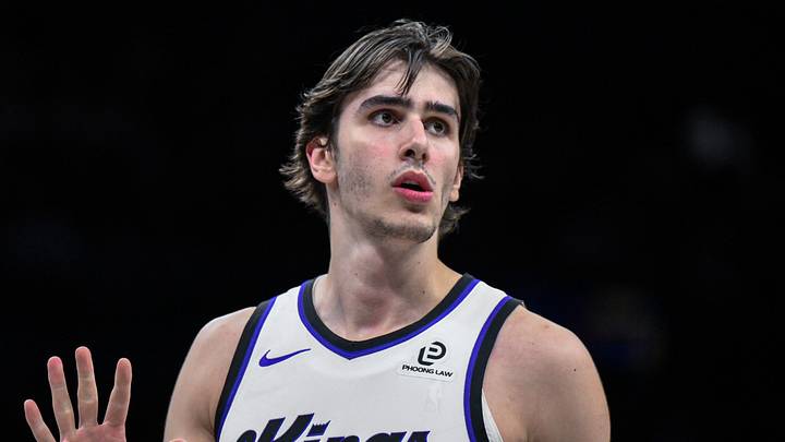 Mar 29, 2026; Brooklyn, New York, USA; Sacramento Kings center Maxime Raynaud (42) during the first half against the Brooklyn Nets at Barclays Center. Mandatory Credit: John Jones-Imagn Images