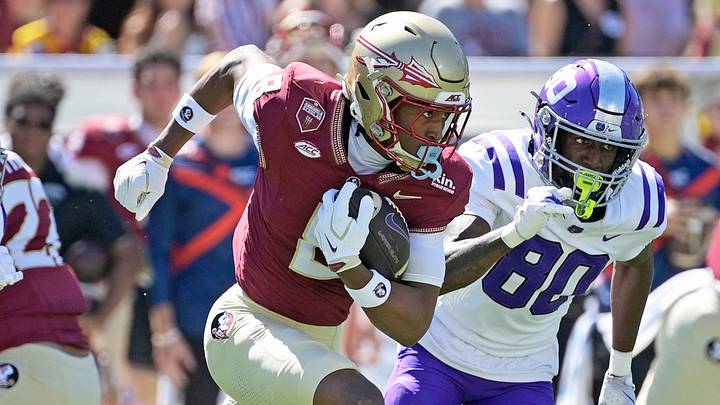 Sep 26, 2026; Tallahassee, Florida, USA; Florida State Seminoles wide receiver Micahi Danzy (8) returns a kickoff during the first quarter against Central Arkansas Bears at Doak S. Campbell Stadium. Mandatory Credit: Melina Myers-Imagn Images Sep 26, 2026; Tallahassee, Florida, USA; Florida State Seminoles wide receiver Micahi Danzy (8) returns a kickoff during the first quarter against Central Arkansas Bears at Doak S. Campbell Stadium. Mandatory Credit: Melina Myers-Imagn Images