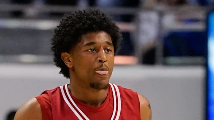 Mar 7, 2026; Provo, Utah, USA; Texas Tech Red Raiders guard Jaylen Petty (11) dribbles the ball during the first half against the BYU Cougars at Marriott Center. Mandatory Credit: Aaron Baker-Imagn Images