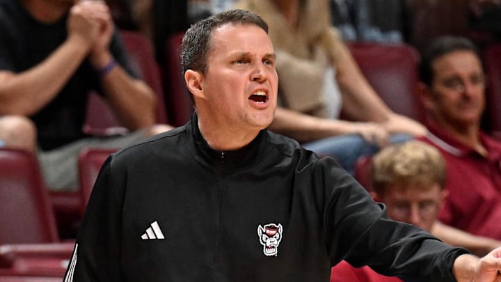 Jan 10, 2026; Tallahassee, Florida, USA; North Carolina State Wolfpack head coach Will Wade during the second half against the Florida State Seminoles at Donald L. Tucker Center. Mandatory Credit: Melina Myers-Imagn Images