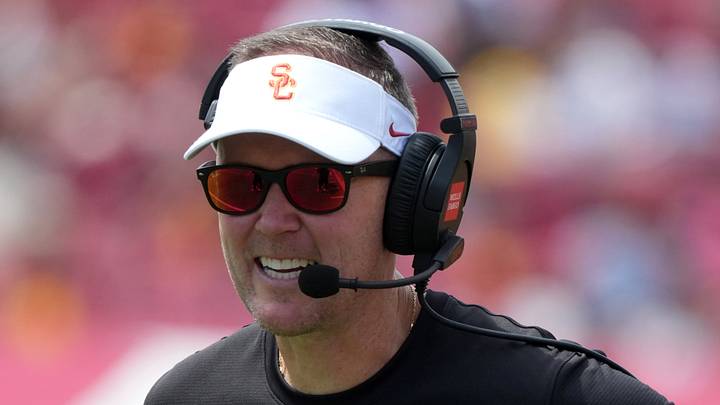 Aug 29, 2026; Los Angeles, California, USA; Southern California Trojans head coach Lincoln Riley reacts against the San Jose State Spartans in the first half at United Airlines Field at Los Angeles Memorial Coliseum. Mandatory Credit: Kirby Lee-Imagn Images Aug 29, 2026; Los Angeles, California, USA; Southern California Trojans head coach Lincoln Riley reacts against the San Jose State Spartans in the first half at United Airlines Field at Los Angeles Memorial Coliseum. Mandatory Credit: Kirby Lee-Imagn Images