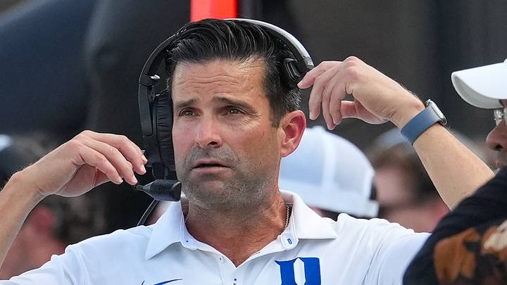 Sep 19, 2026; Durham, North Carolina, USA; Duke Blue Devils head coach Manny Diaz looks on against the Stanford Cardinal during the first half at Wallace Wade Stadium. Mandatory Credit: James Guillory-Imagn Images Sep 19, 2026; Durham, North Carolina, USA; Duke Blue Devils head coach Manny Diaz looks on against the Stanford Cardinal during the first half at Wallace Wade Stadium. Mandatory Credit: James Guillory-Imagn Images