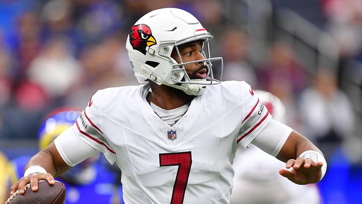 Jan 4, 2026; Inglewood, California, USA; Arizona Cardinals quarterback Jacoby Brissett (7) looks to throw downfield against the Los Angeles Rams during the first half at SoFi Stadium. Mandatory Credit: Gary A. Vasquez-Imagn Images Jan 4, 2026; Inglewood, California, USA; Arizona Cardinals quarterback Jacoby Brissett (7) looks to throw downfield against the Los Angeles Rams during the first half at SoFi Stadium. Mandatory Credit: Gary A. Vasquez-Imagn Images