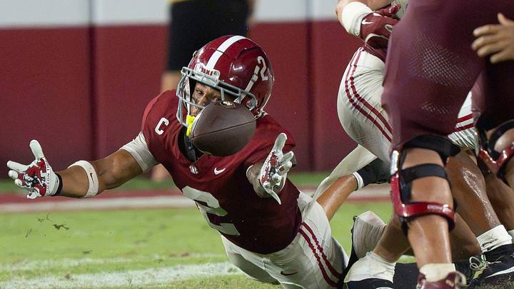 Sep 19, 2026; Tuscaloosa, AL, USA; Alabama defensive back Zabien Brown (2) dives for a deflected pass but can’t make the interception at Bryant-Denny Stadium. Alabama defeated Florida State 50-36. Mandatory Credit: Gary Cosby Jr.-Tuscaloosa News Sep 19, 2026; Tuscaloosa, AL, USA; Alabama defensive back Zabien Brown (2) dives for a deflected pass but can’t make the interception at Bryant-Denny Stadium. Alabama defeated Florida State 50-36. Mandatory Credit: Gary Cosby Jr.-Tuscaloosa News