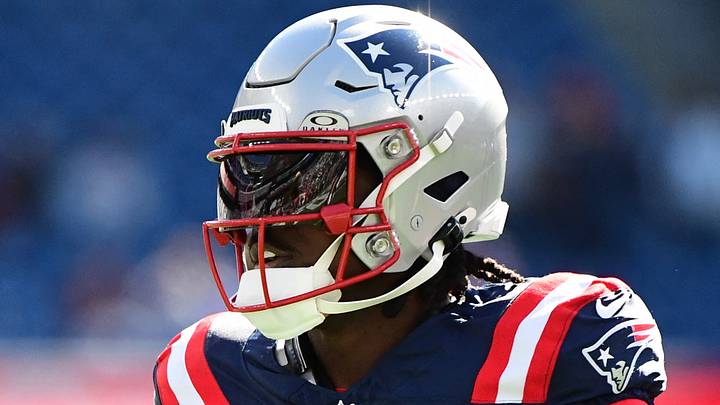 Oct 18, 2026; Foxborough, Massachusetts, USA;  New England Patriots wide receiver A.J. Brown (1) during warmups prior to a game against the New York Jets at Gillette Stadium. Mandatory Credit: Bob DeChiara-Imagn Images