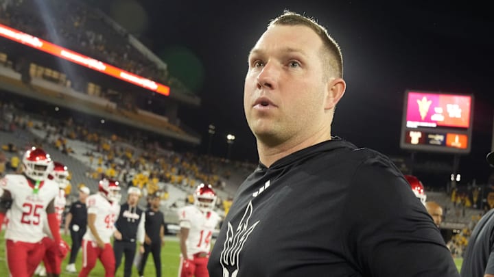 ASU Sun Devils head coach Kenny Dillingham walks off the field after a 24-16 loss to the Houston Cougars at Mountain America Stadium in Tempe on Oct. 25, 2025. ASU Sun Devils head coach Kenny Dillingham walks off the field after a 24-16 loss to the Houston Cougars at Mountain America Stadium in Tempe on Oct. 25, 2025.
