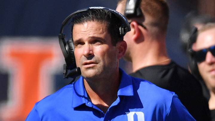 Sep 12, 2026; Champaign, Illinois, USA; Duke Blue Devils head coach Manny Diaz, left, on the sidelines against the Illinois Fighting Illini during the first half at Gies Memorial Stadium. Mandatory Credit: Ron Johnson-Imagn Images Sep 12, 2026; Champaign, Illinois, USA; Duke Blue Devils head coach Manny Diaz, left, on the sidelines against the Illinois Fighting Illini during the first half at Gies Memorial Stadium. Mandatory Credit: Ron Johnson-Imagn Images