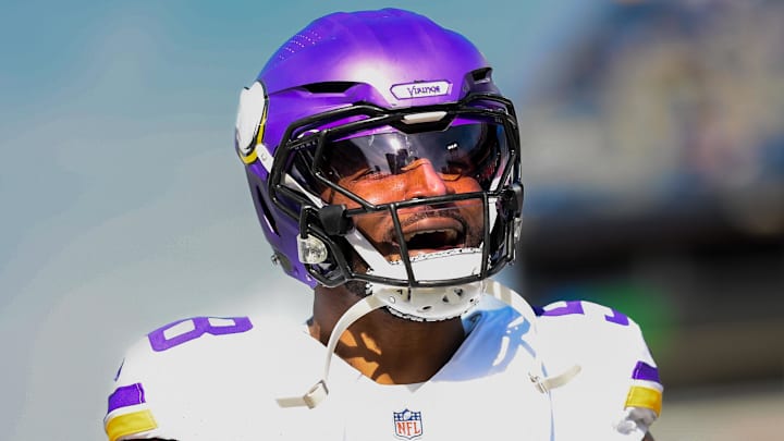 Nov 17, 2024; Nashville, Tennessee, USA;  Minnesota Vikings linebacker Jonathan Greenard (58) warms up before a game against the Tennessee Titans at Nissan Stadium. Mandatory Credit: Steve Roberts-Imagn Images