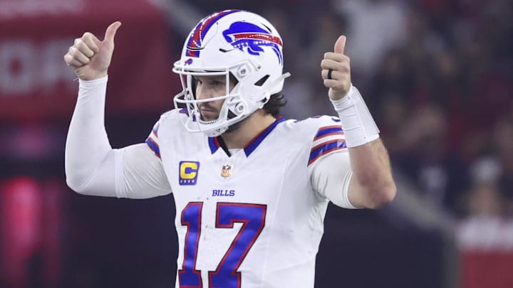Buffalo Bills quarterback Josh Allen at the line of scrimmage during the game against the Houston Texans at NRG Stadium.