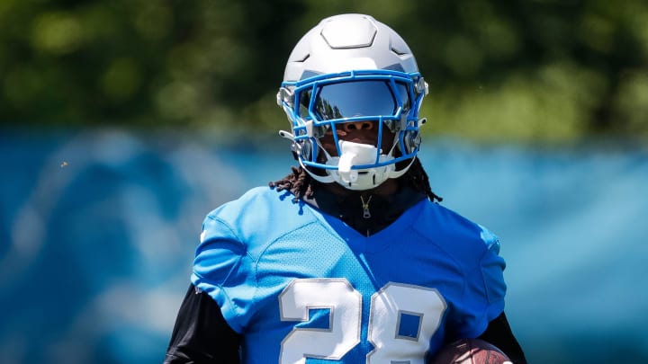 Detroit Lions running back Jermar Jefferson (28)