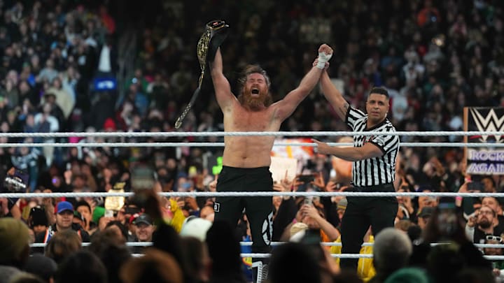Apr 6, 2024; Philadelphia, PA, USA; Intercontinental Championship match between GUNTHER and Sami