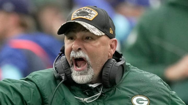 Green Bay Packers special teams coordinator Rich Bisaccia is shown during the second quarter of their game against the Arizona Cardinals Sunday, October 13, 2024 at Lambeau Field in Green Bay, Wisconsin.