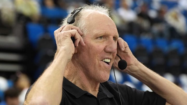 Former ESPN analyst Bill Walton announces a college basketball game.
